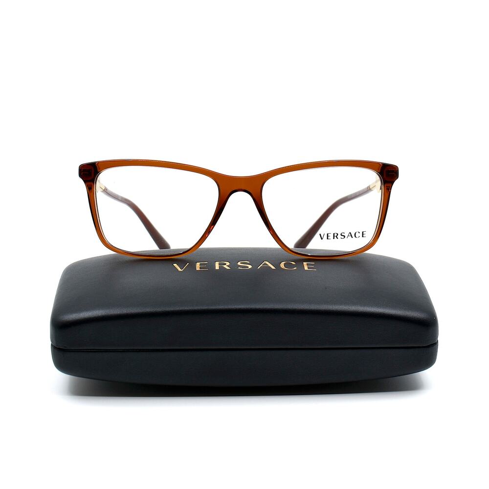 NEW VERSACE VE3299B 5324 TRANSPARENT BROWN AUTHENTIC EYEGLASSES FRAME - Picture 5 of 14